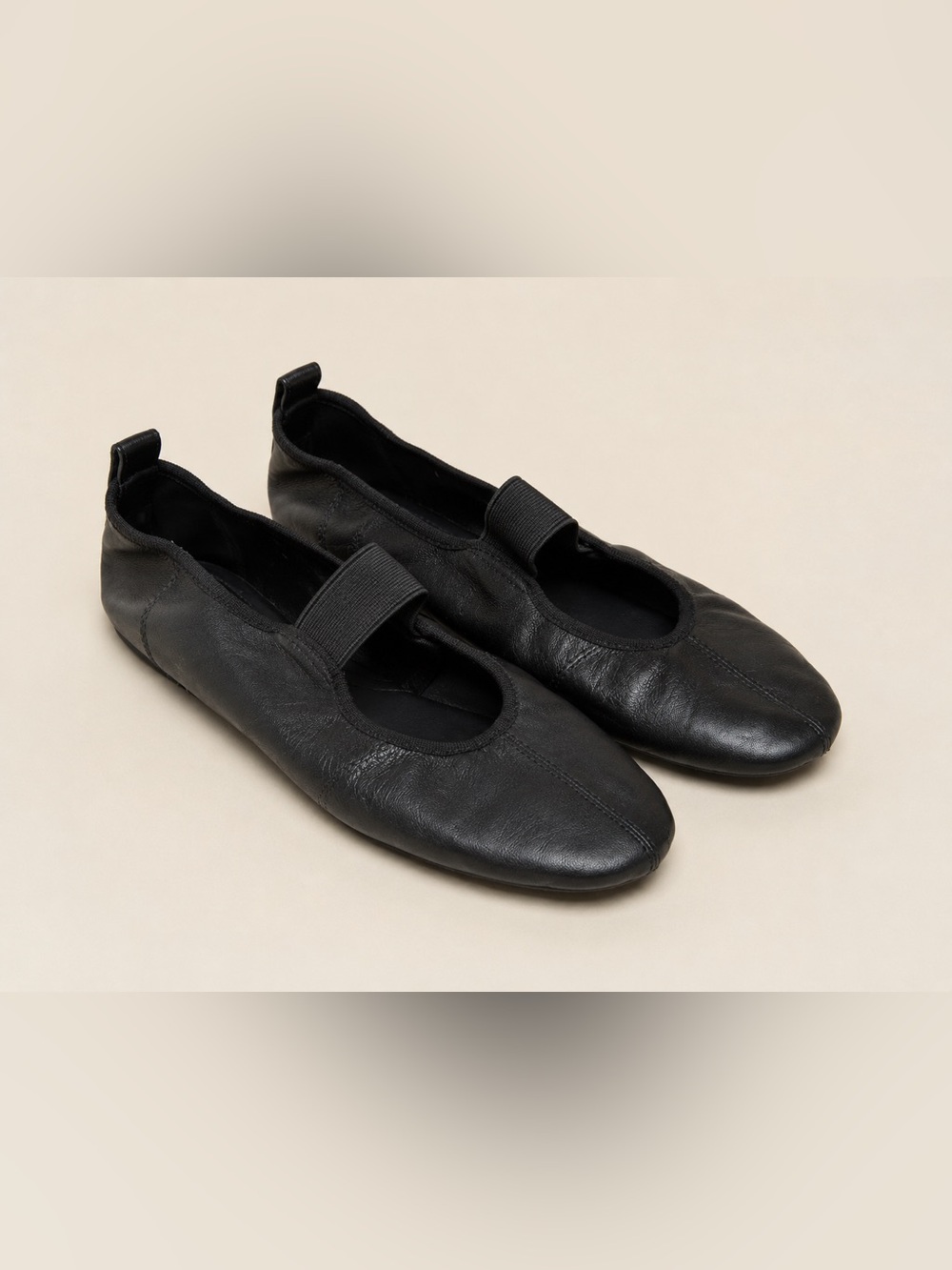 Zara Black Elastic-Strap Ballet Flats
